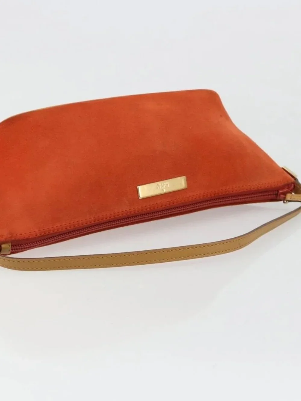 GUCCI Hand Bag Suede Orange Gold 039 1103 Auth BA13451